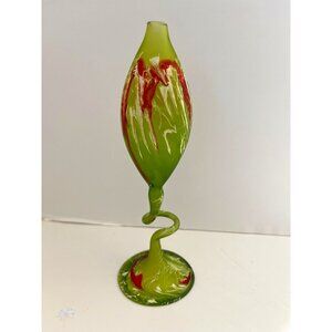 Glass Act Studio Art Glass Oil Lamp Bud Vase Vintage 1960’s 8” Beautiful Colors